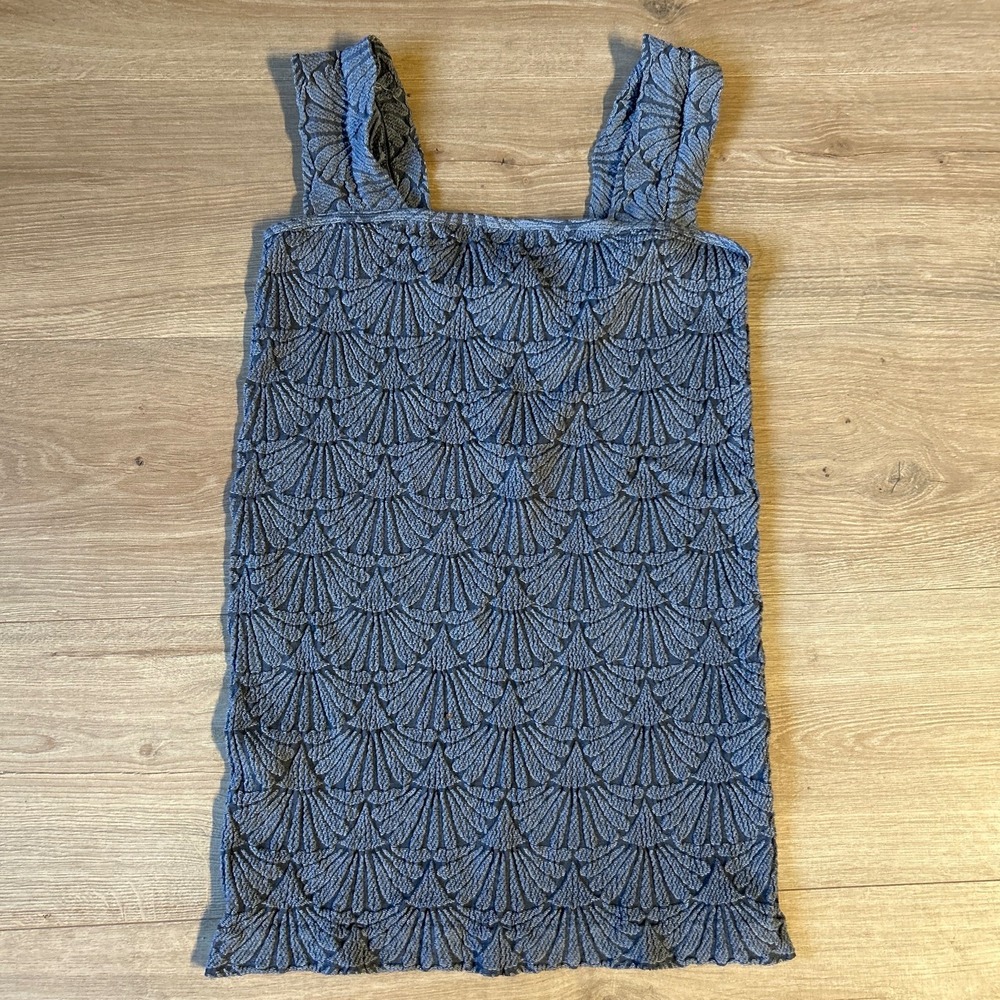 Coco & Sky Blue Scalloped Popcorn Texture Tank Top Womens 1XL 2XL M0001-P